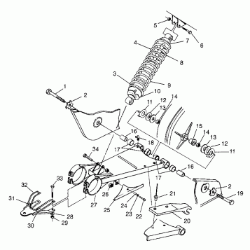SWING ARM/SHOCK MOUNTING XPRESS 300 W969530 and XPRESS 400 W969540 (4935923592C004)