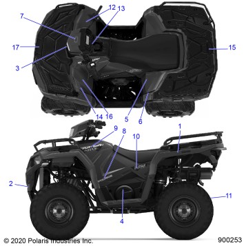 BODY, DECALS - A23SEE50B1/B3 (900253-01)