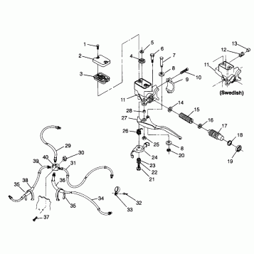 CONTROLS - MASTER CYLINDER/BRAKE LINE Magnum 4X4 W968144 and Swedish Magnum (4936053605B011)