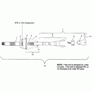 CV JOINT - BTB Magnum 4X4 W968144 and Swedish Magnum 4X4 S968144 (4936053605B014)