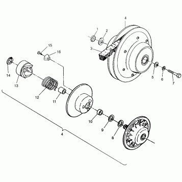 DRIVEN CLUTCH  Magnum 4x4 W968144 and  Swedish Magnum 4x4 S968144 (4936053605C004)