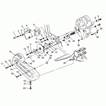GEARCASE/BRAKE and CHAIN COVER MOUNTING Magnum 4X4 W968144 and Swedish Magn (4936053605C005)