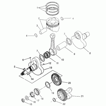 CRANKSHAFT and PISTON Magnum 4X4 W968144 and Swedish Magnum 4X4 S968144 (4936053605D002)