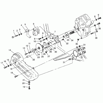 GEARCASE/BRAKE and CHAIN COVER MOUNTING Magnum 6X6 - W968744 and Magnum 6X6 (4936073607C013)