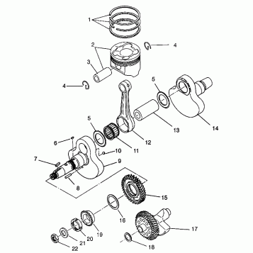 CRANKSHAFT and PISTON Magnum 6X6 - W968744 and Magnum 6X6 Swedish - S968744 (4936073607D009)