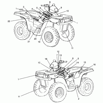 DECALS SPORTSMAN 500 W969244 and SWEDISH SPORTSMAN 500 S969244 (4936093609A009)