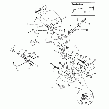 HANDLEBAR and HEADLIGHT POD SPORTSMAN 500 W969244 and SWEDISH SPORTSMAN 500 (4936093609B010)