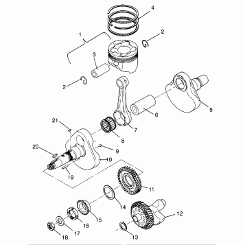 CRANKSHAFT and PISTON SPORTSMAN 500 W969244 and SWEDISH SPORTSMAN 500 S9692 (4936093609D004)