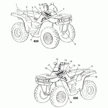 DECALS XPRESS 300 W97CA28C and XPRESS 400L W97CA38C (4939603960B001)