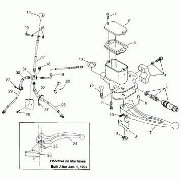 CONTROLS - MASTER CYLINDER/BRAKE LINE XPRESS 300 W97CA28C and  XPRESS 400L (4939603960B013)