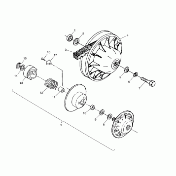 DRIVEN CLUTCH XPRESS 300 W97CA28C and  XPRESS 400L W97CA38C (4939603960C006)