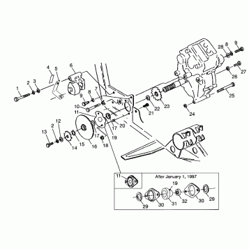 GEARCASE/BRAKE and CHAIN COVER MOUNTING XPLORER 400L W97CC38C (4939753975C005)