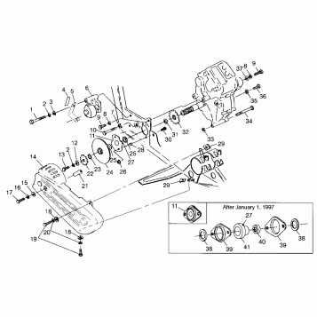 GEARCASE/BRAKE and CHAIN COVER MOUNTING Scrambler 400L W97BC38C (4939893989C003)