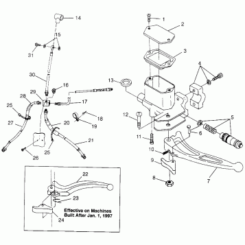 CONTROLS - MASTER CYLINDER/BRAKE LINE  SPORTSMAN 500 W97CH50A (4939993999B010)