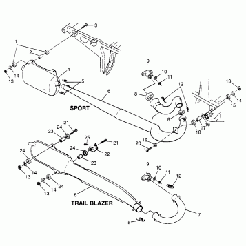 EXHAUST SYSTEM Sport 400L W97BA38C and Trail Blazer W97BA25C (4940124012A011)
