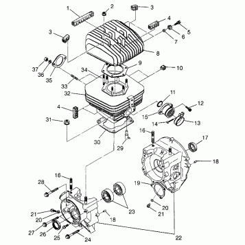 CRANKCASE and CYLINDER Trail Boss W97AA25C (4940574057C007)