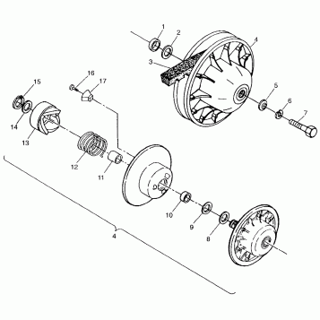 DRIVEN CLUTCH Magnum 2X4 W97AA42A (4940704070B012)