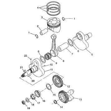 CRANKSHAFT and PISTON Magnum 2X4 W97AA42A (4940704070C010)