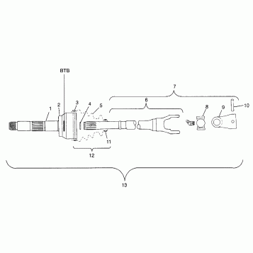 CV JOINT - BTB Magnum 6X6 W97AE42A and Swedish Magnum 6X6 S97AE42E (4940754075B006)