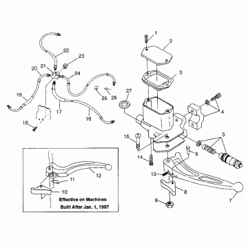 CONTROLS - MASTER CYLINDER/BRAKE LINE Magnum 6X6 W97AE42A and Swedish Magnu (4940754075B013)