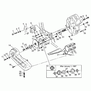 GEARCASE/BRAKE and CHAIN COVER MOUNTING Magnum 6X6 W97AE42A and Swedish Mag (4940754075C014)