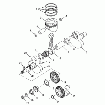 CRANKSHAFT and PISTON Magnum 6X6 W97AE42A and Swedish Magnum 6X6 S97AE42E (4940754075D010)