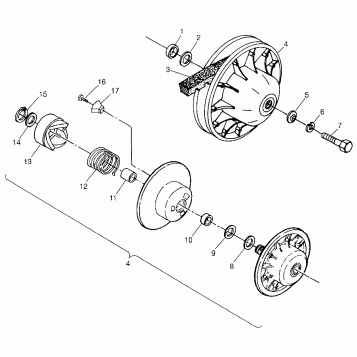 DRIVEN CLUTCH Magnum 4X4 W97AC42A, Swedish Magnum 4X4 S97AC42E and Norwegia (4940834083C003)