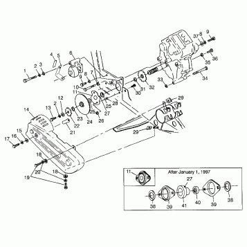 GEARCASE/BRAKE and CHAIN COVER MOUNTING Magnum 4X4 W97AC42A, Swedish Magnum (4940834083C004)