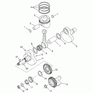 CRANKSHAFT and PISTON Magnum 4X4 W97AC42A, Swedish Magnum 4X4 S97AC42E and (4940834083C014)