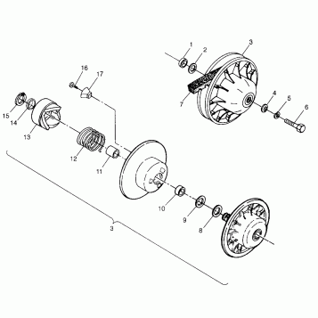 DRIVEN CLUTCH  XPLORER 500 W97CD50A (4941354135C004)