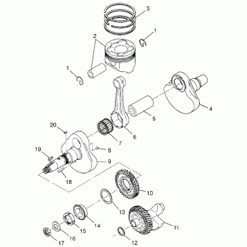 CRANKSHAFT and PISTON  XPLORER 500 W97CD50A (4941354135D005)