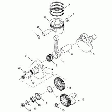 CRANKSHAFT and PISTON  Scrambler 500 W97BC50A (4943074307D004)