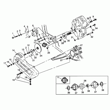 GEARCASE/BRAKE and CHAIN COVER MOUNTING - N98AC42D (4945214521C009)