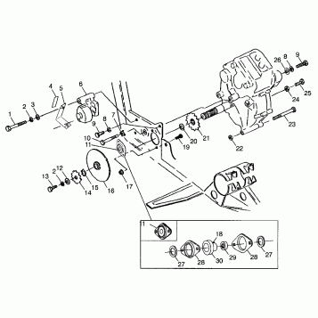 GEARCASE/BRAKE and CHAIN COVER MOUNTING XPLORER 300 W98CC28C (4945264526C006)