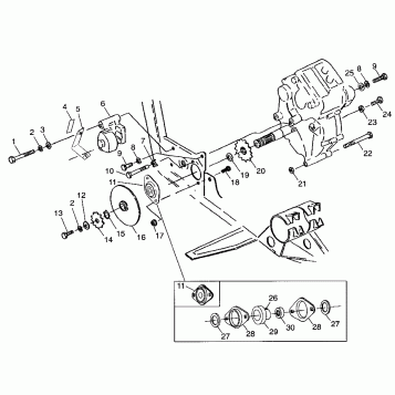 GEARCASE/BRAKE and CHAIN COVER MOUNTING XPLORER 400L W98CC38C (4945414541C005)