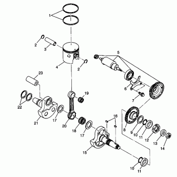 PISTON and CRANKSHAFT XPLORER 400L W98CC38C (4945414541C012)