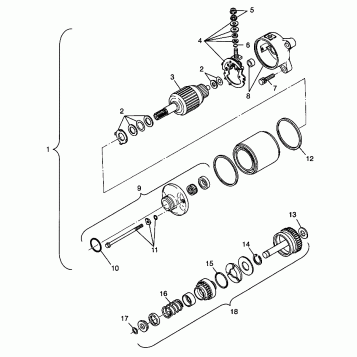 STARTING MOTOR SPORTSMAN 500 W98CH50A and W98CH50AB (4945714571E002)