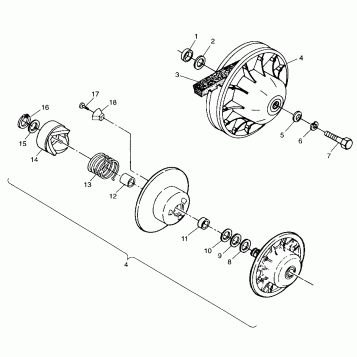 DRIVEN CLUTCH Sport 400L W98BA38C (4947234723B012)