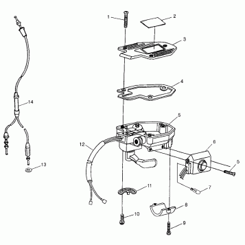 CONTROLS - THROTTLE ASM./CABLE Scrambler 400 W98BC38C (4947254725B011)