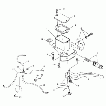 CONTROLS-MASTER CYLINDER/BRAKE LINE Scrambler 400 W98BC38C (4947254725B012)