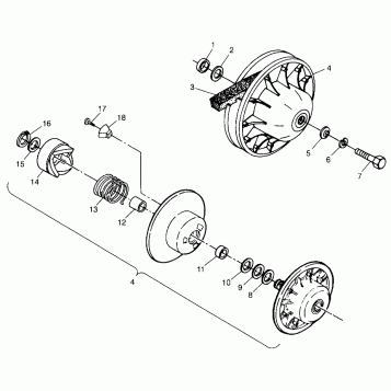 DRIVEN CLUTCH Scrambler 400 W98BC38C (4947254725B014)
