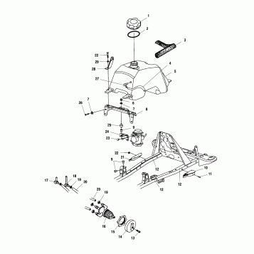 FUEL TANK AND CARBURETOR MOUNTING - A02CB32AA/AB/FC (4970107010A13)
