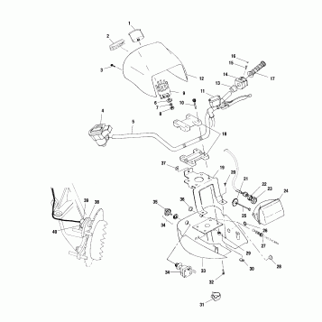 HANDLEBAR and HEADLIGHT POD - A02CD50AA/AB/FB (4970197019B13)