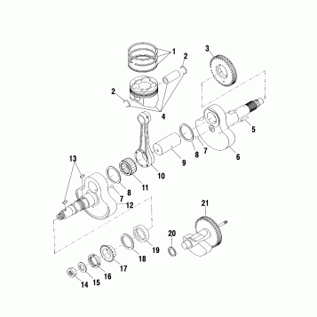 CRANKSHAFT and PISTON - A02CK42AA/AB (4970327032C09)