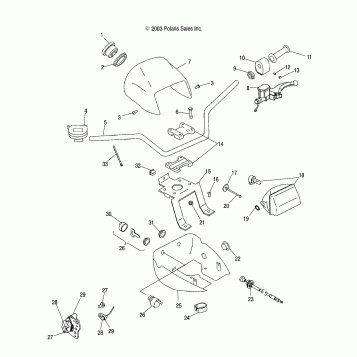 HANDLEBAR and HEADLIGHT POD - A04JD50AA/AB/CA (4985938593C05)