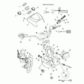 HANDLEBAR AND HEADLIGHT POD - A04CH59AF/AH/AJ/AT/AV (4986108610B13)
