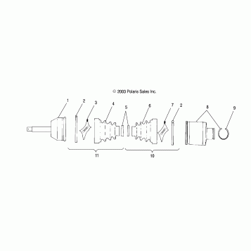 REAR DRIVE SHAFT - A04CH50AO/AQ/AR/AS/AT/AV/AW/AX (4987288728B11)