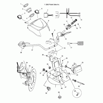 HANDLEBAR AND HEADLIGHT POD - A04CH50AO/AQ/AR/AS/AT/AV/AW/AX (4987288728C01)