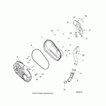 DRIVE TRAIN, CLUTCH COVER AND DUCTING - A16DAA32A1/A7 (100312)
