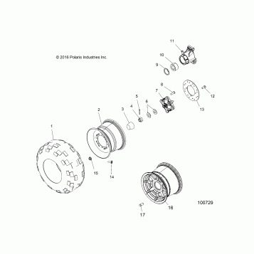 WHEELS, REAR TIRE and BRAKE DISC - A16SEA57A1/3/7/8/9/L3/L7/L8/E57A1/3/5/7/9/D57A2